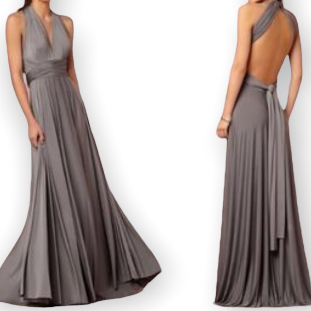 New Twobirds x BHLDN Ginger Convertible Sz B / Fits 14 - 24 Dk Gray Maxi Gown
